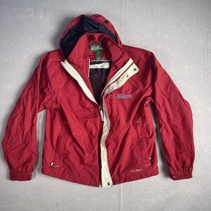 Vintage L.L. Bean Overcoat Men Medium‎ Red Waterproof Meshed Lined Winter Jacket